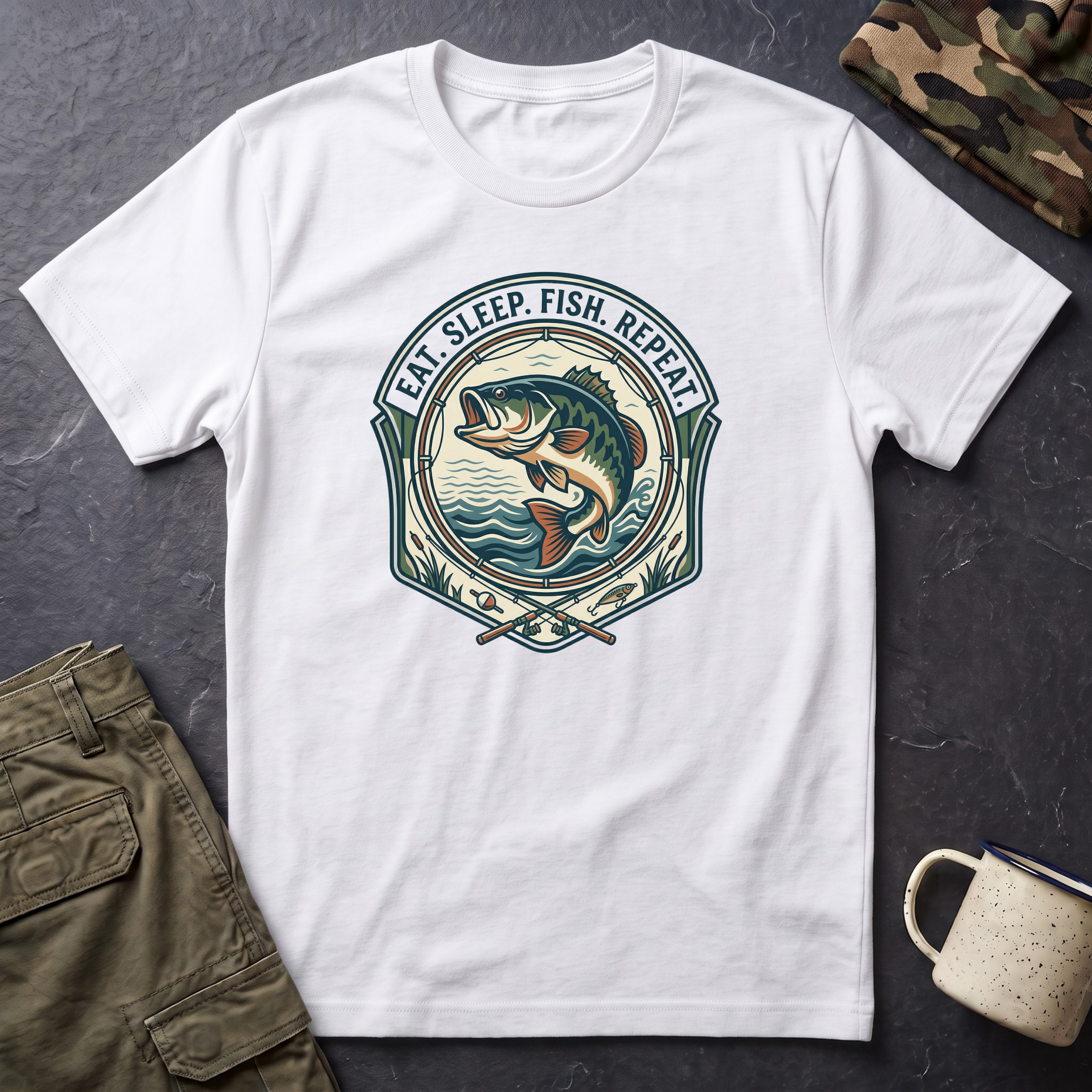 Eat Sleep Fish Repeat T-Shirt | Bass Fishing Graphic Tee