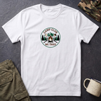 Camp Club We Tried T-Shirt | Camping Badge, Mountains & Pine Trees